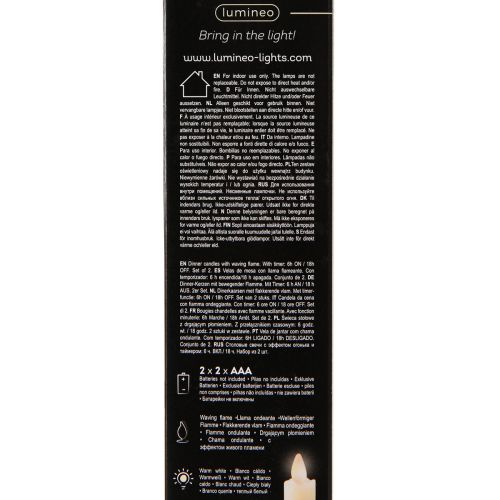 Artikel LED ljus vaxsticksljus vita för batteri 24cm 2 st