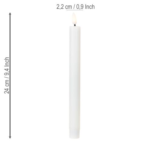 Floristik24 LED-ljus vita koniska ljus vax varmvita 24,5 cm 2 st