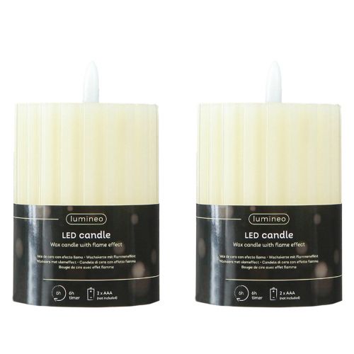 Artikel LED ljus med timer vax groove ljus 7,5/10cm kräm 2 st