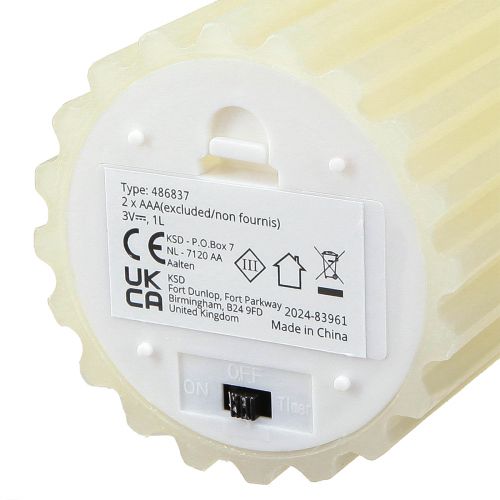 Floristik24 LED ljus med timer vax groove ljus 7,5/10cm kräm 2 st