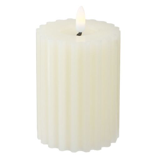 Floristik24 LED ljus med timer vax groove ljus 7,5/10cm kräm 2 st