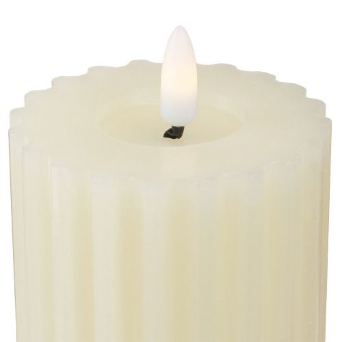 Floristik24 LED ljus med timer vax groove ljus 7,5/10cm kräm 2 st