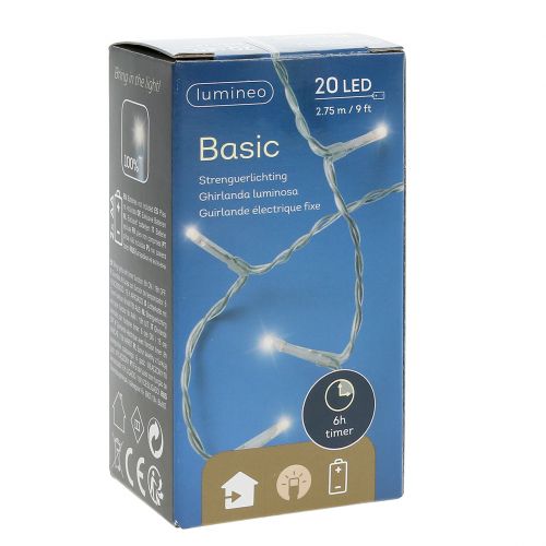 Floristik24 LED-älvor tänder varmvitt med timer 20 275 cm