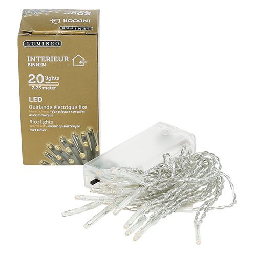 Floristik24 LED -ljuskedja 20 cm 275 cm med batteri varmvitt