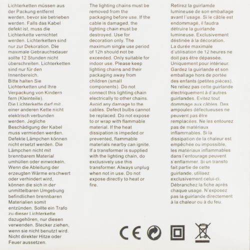 Artikel LED-ljusslinga, 50 lampor, batteridriven, 5m, varmvit