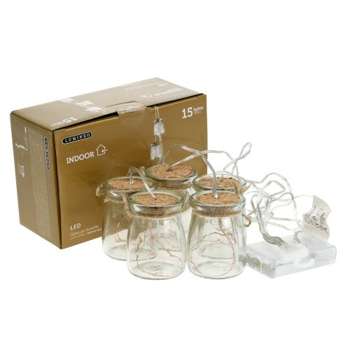 Floristik24 LED-ljuskedja i varmvitt glas 70 cm 15 ljus