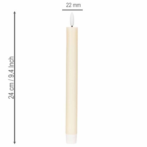 LED-konljus i vitt med varmvitt ljus, 24 cm, med timer, 2 st | Floristik24.se
