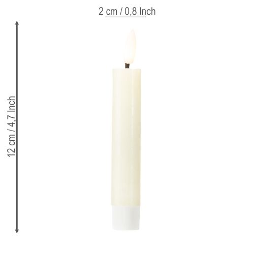 Floristik24 LED-ljus krämfärgad varmvit äkta vax H14,5 cm 2 st