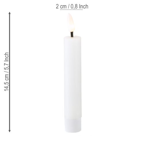 Artikel LED-stavsljus vitt vaxljus LED varmvitt 14,5 cm 2 st
