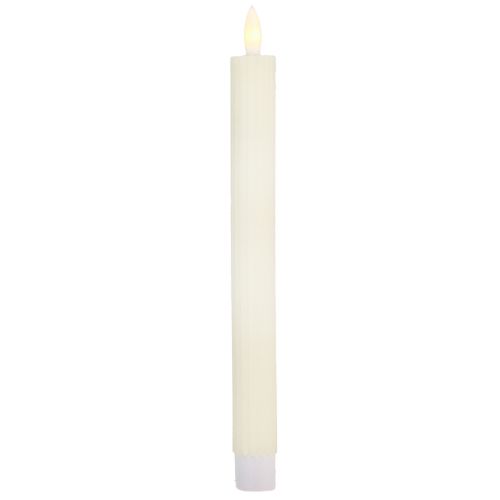 Floristik24 LED stickljus med timer räfflade ljus kräm 24,5cm 4 st