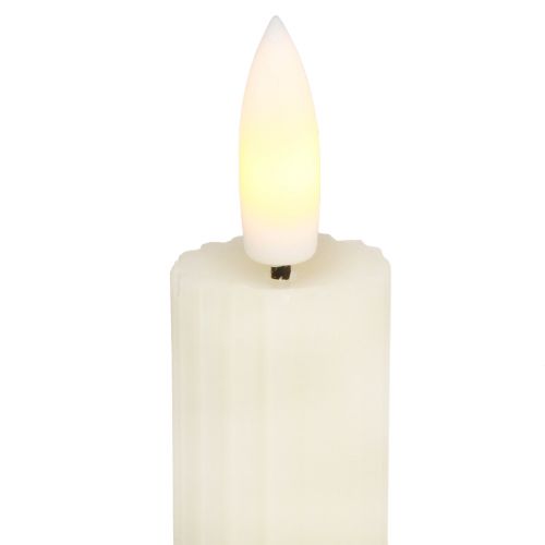 Artikel LED stickljus med timer räfflade ljus kräm 24,5cm 4 st