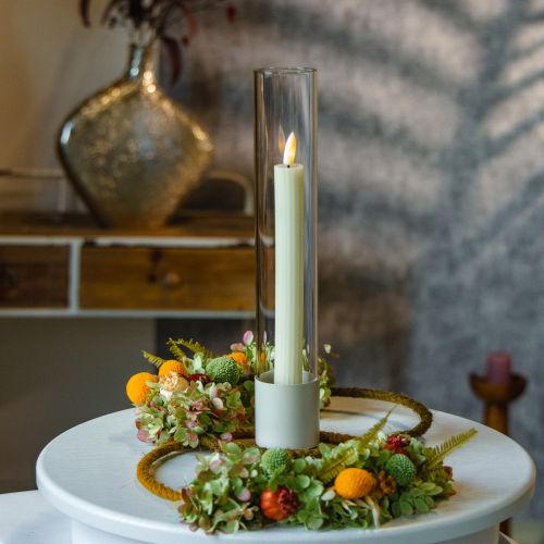 LED stickljus med timer räfflade ljus kräm 24,5cm 4 st | Floristik24.se