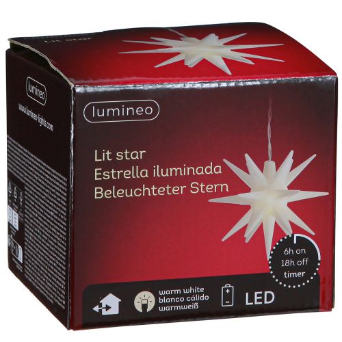 Artikel LED-stjärna utanför vitt ljus stjärnbatteri Ø12cm H66cm
