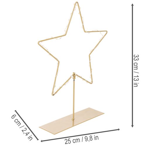 Stjärna med 50 lysdioder, bordsdekoration i metall, batteridriven, för inomhusbruk, 33 cm | Floristik24.se