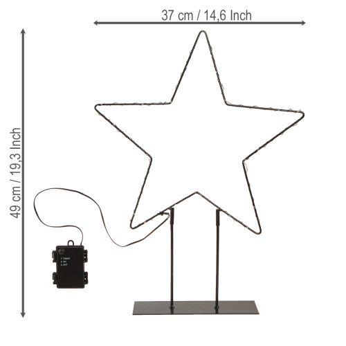 Artikel LED-stjärna stående metall 100 Micro LED varmvit Ø37cm