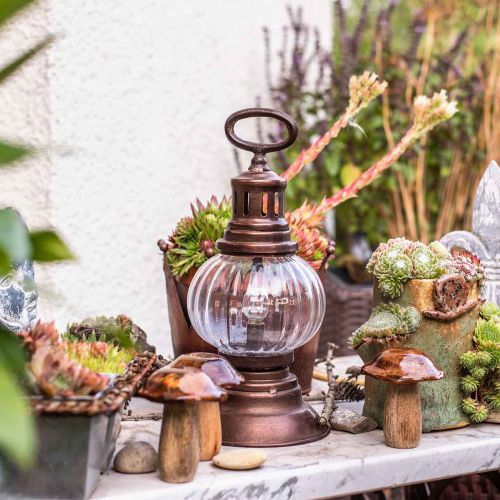Floristik24 LED orkanlykta, metalllampa, dekorativt ljus, vintagelook Ø12.5cm H30cm