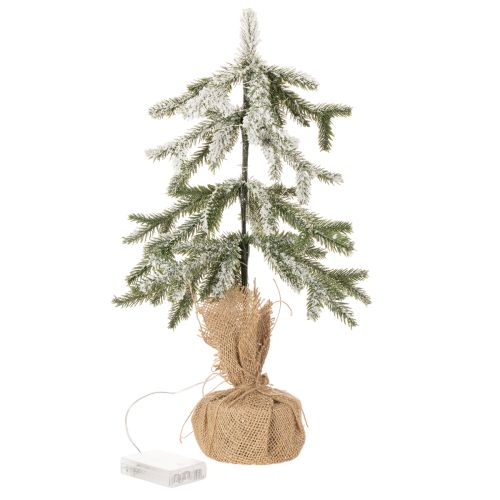 Konstgjord växt med snö, LED-julgran i jutesäck, batteridriven, för inomhusbruk, 50 cm | Floristik24.se