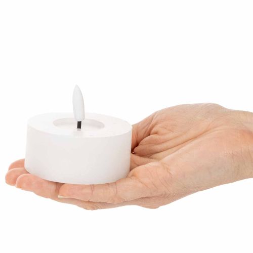 LED XL Värmeljus Vitt Äkta Vax med Timer Varmvitt 6cm 2st | Floristik24.se