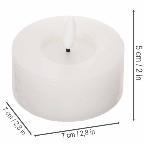 LED XL Värmeljus Vitt Äkta Vax med Timer Varmvitt 6cm 2st | Floristik24.se