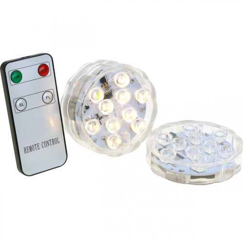Undervattens LED-lampor med fjärrkontroll varmvit 2st