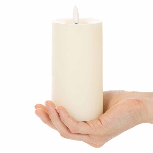LED-blockljus av äkta vax i vitt med timerfunktion, varmvitt, 15 cm | Floristik24.se