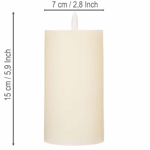 LED-blockljus av äkta vax i vitt med timerfunktion, varmvitt, 15 cm | Floristik24.se