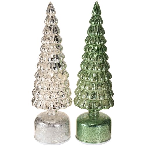 Floristik24 LED julgran roterande grön silver H34cm 2 st