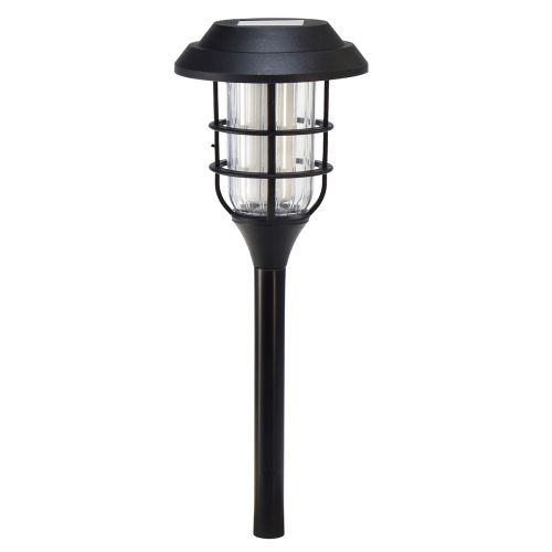 LED Ficklampa Solar Trädgårdsfackla Svart Varm Vit H42cm