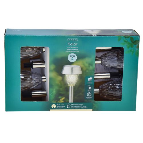 Artikel LED trädgårdslampor solar med timer varmvit H35cm 4 st