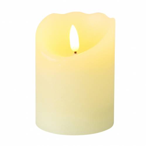 Floristik24 LED äkta vaxljus elfenben, varmvit flammeffekt timer batteridriven Ø7,5 H10cm