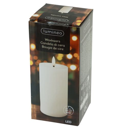 Floristik24 LED ljus timer äkta vax vit rustik look Ø7cm H15cm