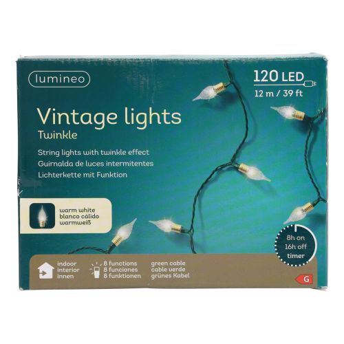 Artikel LED feljus Timer Twinkle Julbelysning 12m