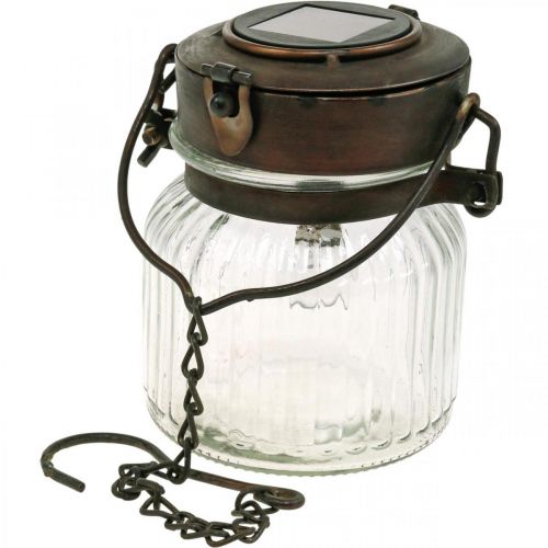 Floristik24 LED-lykta, hängande lampa, solljus i glas Ø11cm H14cm
