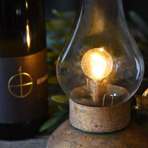 Floristik24 Antik dekorativ lampa, mässingsfärgad LED-lampa, vintagelook H19cm B13,5cm