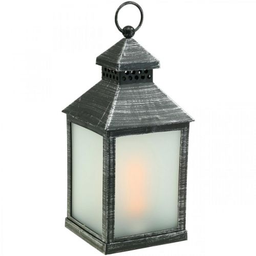 Floristik24 LED-lykta med Timer Deco Lantern Vintage Silver H23cm