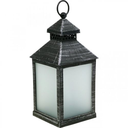 Floristik24 LED-lykta med Timer Deco Lantern Vintage Silver H23cm