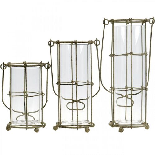 Artikel Lykta trädgård, metalllykta Ø8,5 cm H23/18,5/14,5 cm set om 3