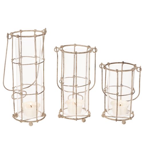 Trädgårdslykta, metallvindlampa Ø8,5 cm H23/18,5/14,5 cm 3-delat set | Floristik24.se