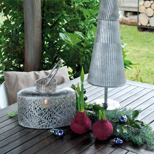 Floristik24 Lykta oval antik look metall silver 15×28cm H19cm