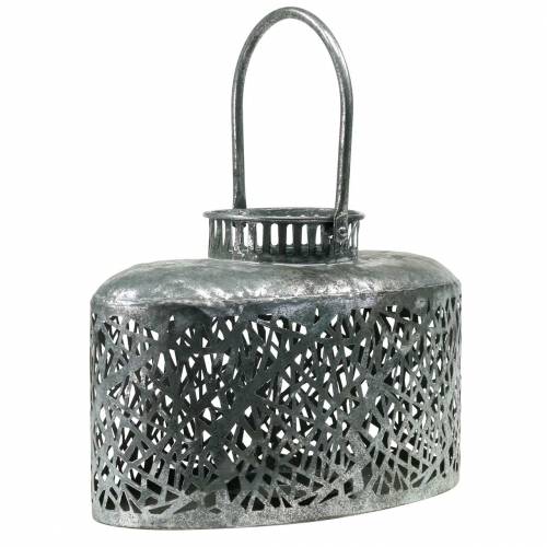 Floristik24 Lykta oval antik look metall silver 15×28cm H19cm