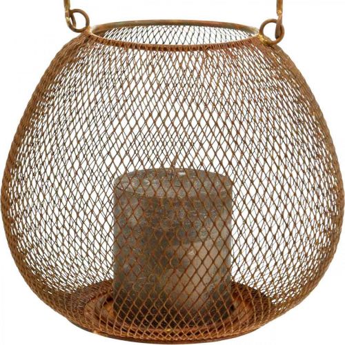 Floristik24 Metalllykta med galler rost ljusstake Ø20cm H17cm