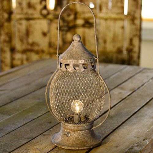 Floristik24 Metall lykta, LED -lampa, Shabby Chic Ø16cm H33,5cm