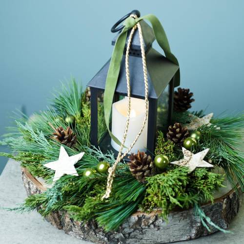 Floristik24 Lykta med LED-ljus svart 10,5×24cm