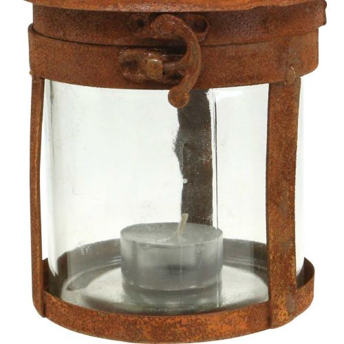 Floristik24 Metalllykta med patina, sommardekoration, lykta av metallrost H18cm Ø10cm