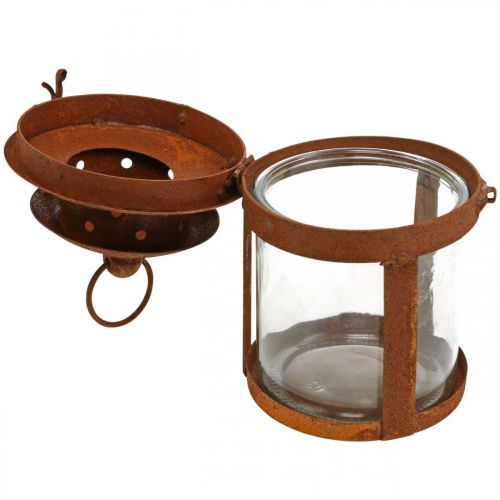 Floristik24 Metalllykta med patina, sommardekoration, lykta av metallrost H18cm Ø10cm
