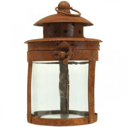 Artikel Metalllykta med patina, sommardekoration, lykta av metallrost H18cm Ø10cm