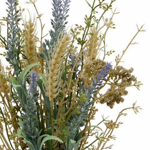 Floristik24 Konstgjord lavendelbunt, sidenblommor, fältbukett av lavendel med öron av vete och ängsås