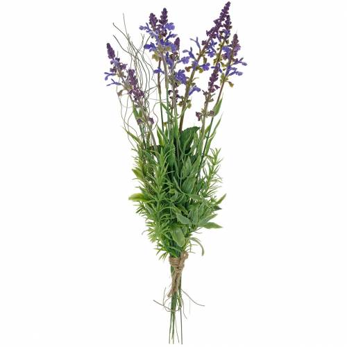 Artikel Konstgjord lavendelbukett, dekorativ lila lavendel, sidenblommor