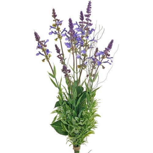 Artikel Konstgjord lavendelbukett, dekorativ lila lavendel, sidenblommor