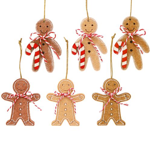 Pepparkaksgubbe dekoration för upphängning i trä blandat 8 cm 12 st